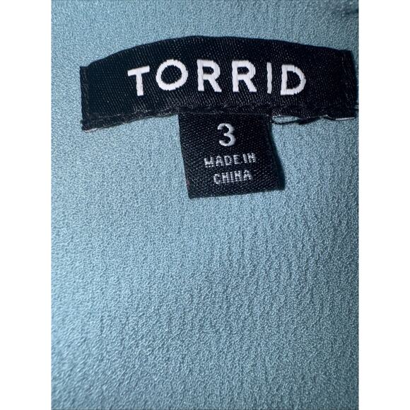 Torrid teal blue blazer ruched 3/4 sleeves women's Size 3 HRC - Picture 2 of 3